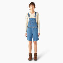 Women's Relaxed Fit Bib Shortalls, 7"-Women|Dickies
