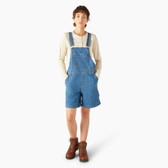 Women's Relaxed Fit Bib Shortalls, 7"-Women|Dickies