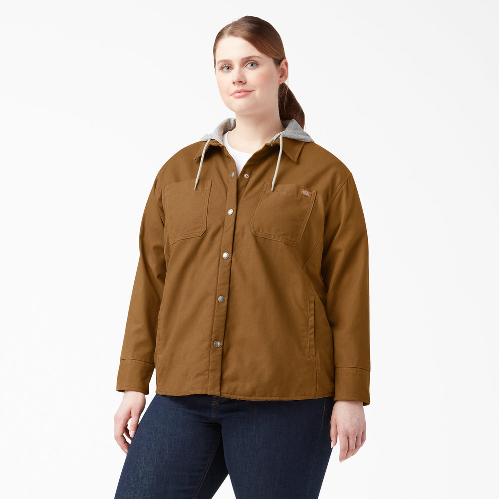 Women's Plus Duck Hooded Shirt Jacket-Women|Dickies