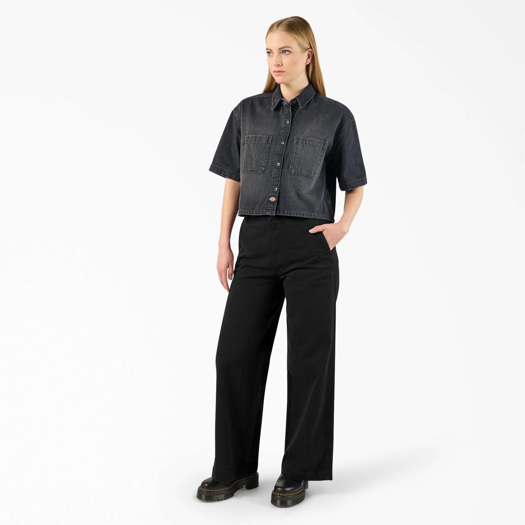 Women's Cropped Denim Work Shirt-Women|Sale|Dickies