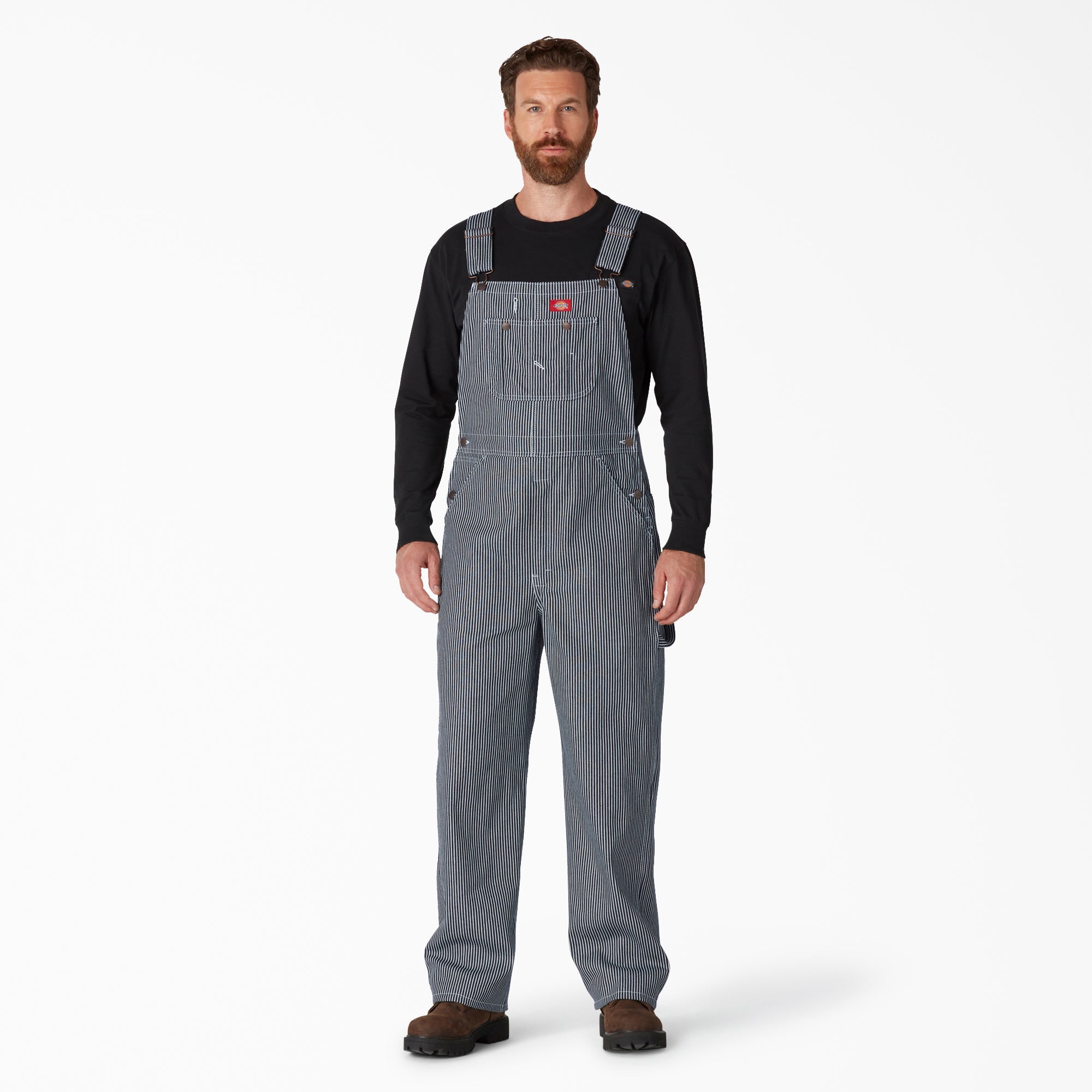 Hickory Stripe Bib Overalls-Men|Women|Dickies
