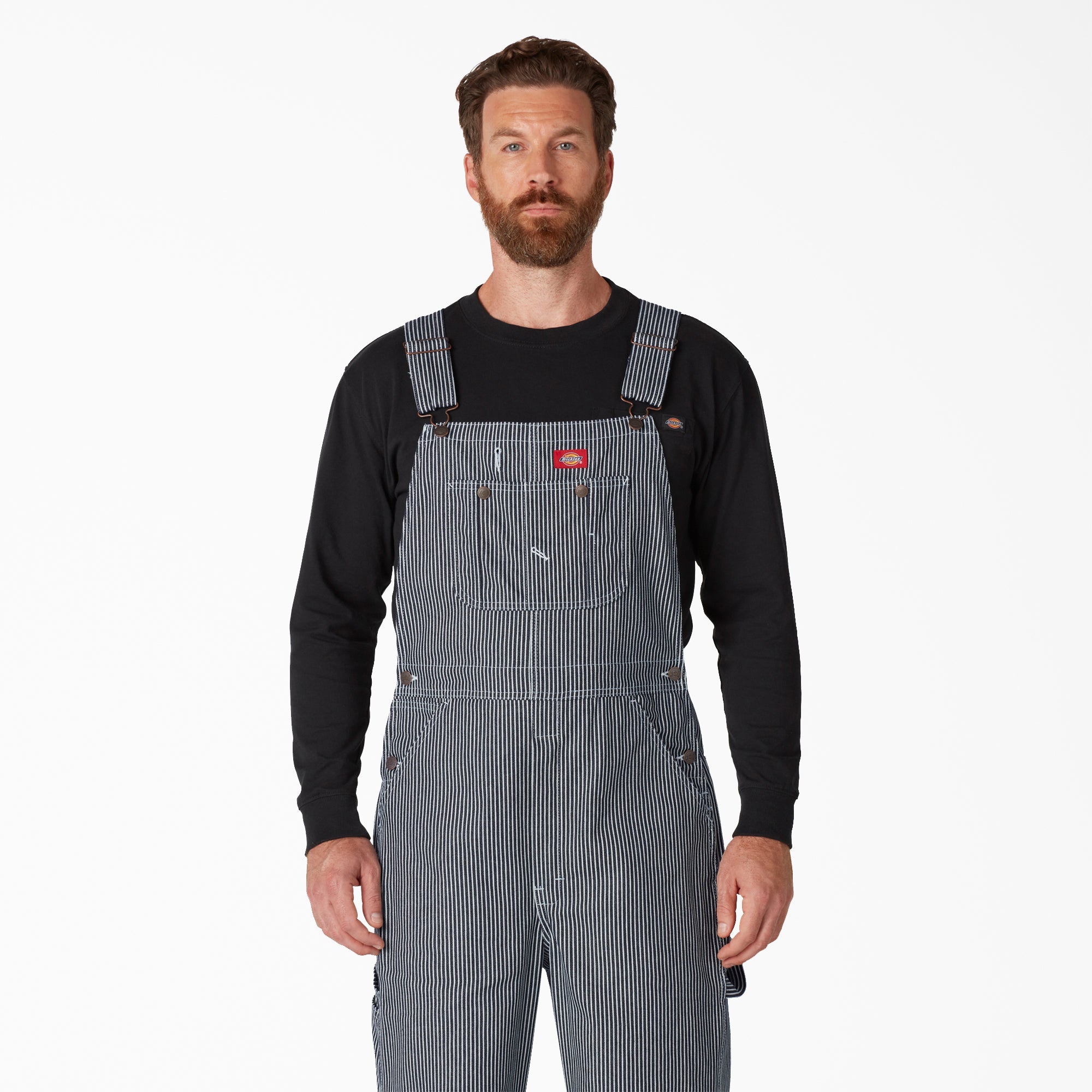 Hickory Stripe Bib Overalls-Men|Women|Dickies