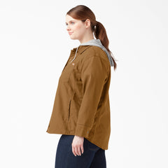 Women's Plus Duck Hooded Shirt Jacket-Women|Dickies